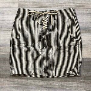 Madewell Front Tie Mini Fitted Pencil Skirt Striped NWT Women’s Size 2